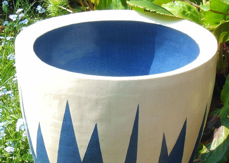 Blue/white stalactites on planter | Judith Hobbs